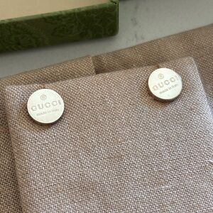 Gucci Round Logo Sterling Silver Stud Earrings